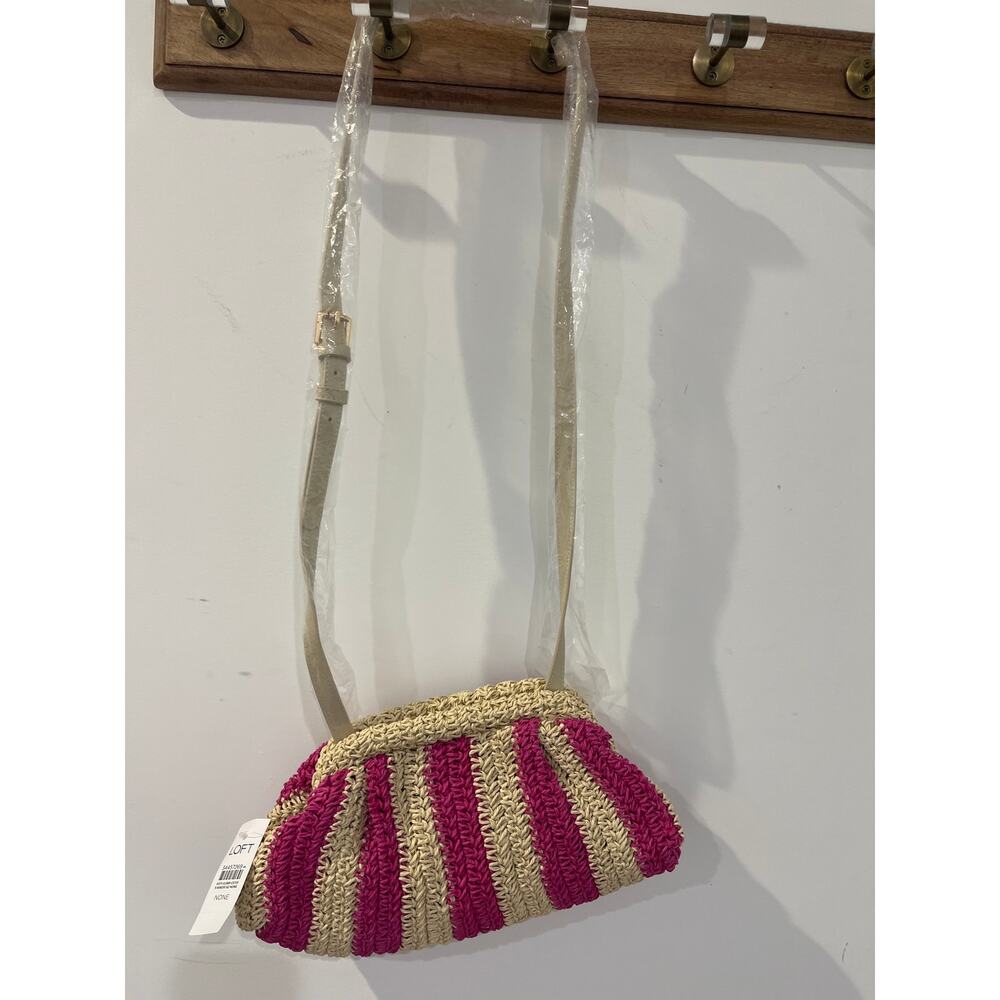 NWT Ann Taylor Loft Woven Straw Dumpling Handbag - Picture 7 of 7